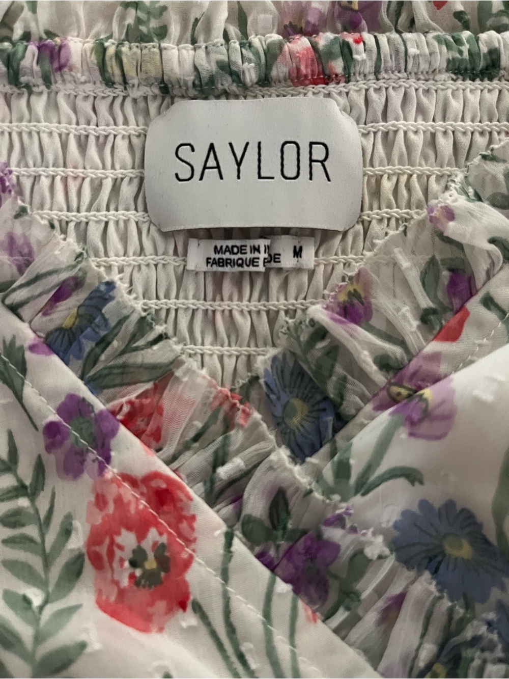 Saylor Floral Puff-Sleeve Two-Piece Dress Set in Multi Floral. M top L skirt - Picture 5 of 5